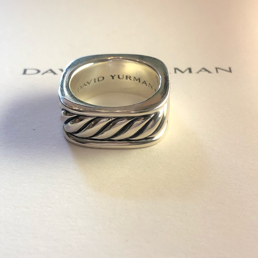 Square ring wave cable men sterling silver 925 David yurman
